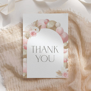 Boho Pampas Grass Girl Baby Shower Thank You Card