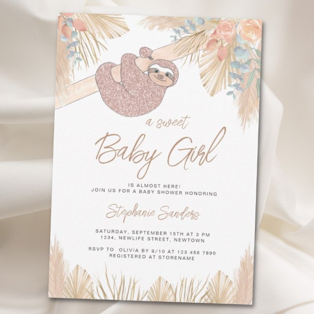 Boho Pampas Grass Girl's Baby Shower Invitation (Creator Uploaded)