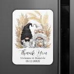 Boho Pampas Grass Gnome Wedding Thank You Card Magnet<br><div class="desc">Personalised elegant wedding thank you magnet favours for your guests,  featuring a bride and groom gnome couple and a boho pampas grass arch illustration. Edit the card template with a date and the newlyweds' names.</div>