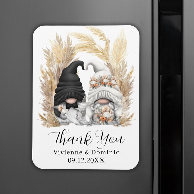 Boho Pampas Grass Gnome Wedding Thank You Card Magnet (Boho Pampas Grass Gnome Wedding Thank You Card Magnet
)