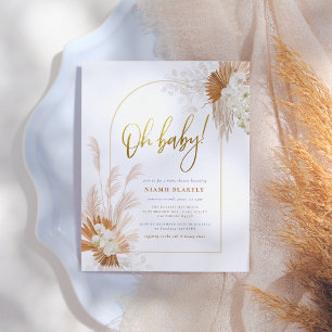 Boho Pampas Grass Gold Botanical Arch Baby Shower  Postcard