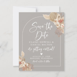 Boho Pampas Grass Grey Beige Save The Date