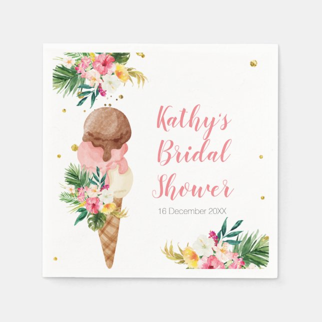 Boho Pampas Grass ice cream Couples shower Napkin (Front)