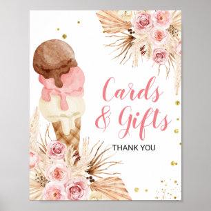 Boho Pampas Grass Ice cream floral Cards & Gifts Poster