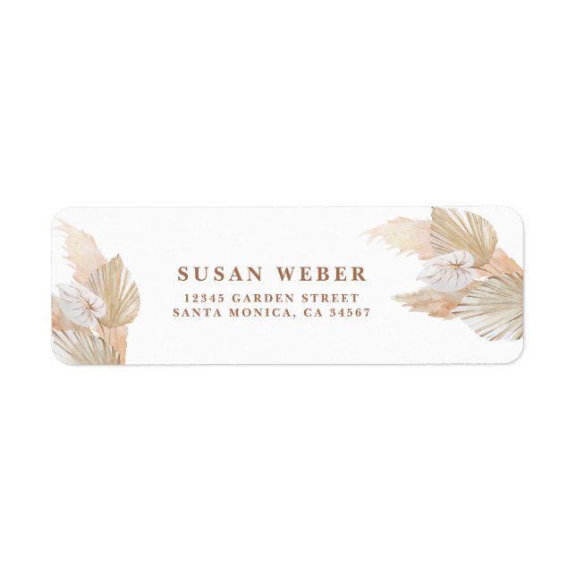 Boho Pampas Grass invitation Label (Front)