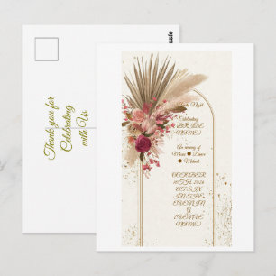Boho Pampas Grass Mehndi Night Invitation Template Postcard