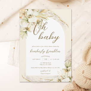 Boho Pampas Grass Modern Baby Shower Invitation