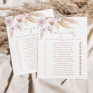 Boho pampas grass mummy or daddy baby shower game
