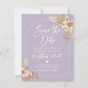 Boho Pampas Grass Muted Lavender Save The Date