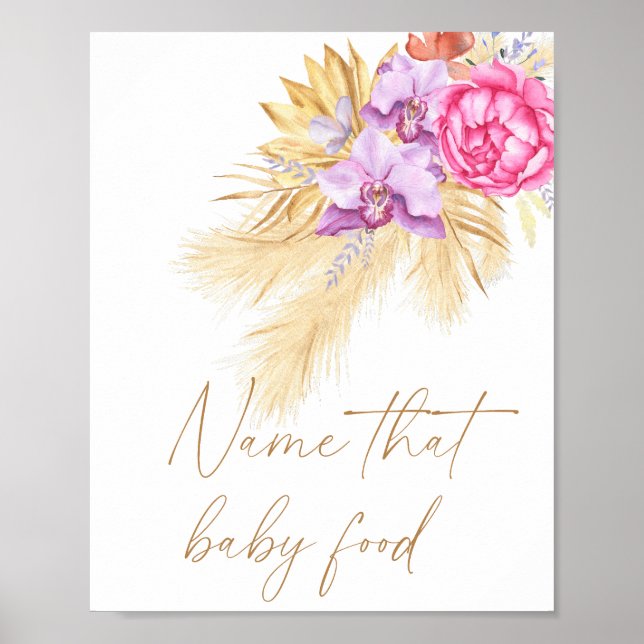 Boho pampas grass - name that baby food poster (Front)