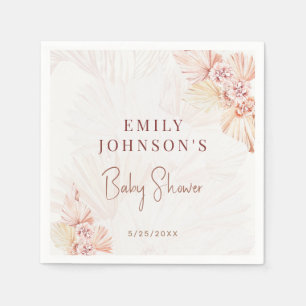 Boho Pampas Grass Neutral Baby Shower Bohemian Napkin
