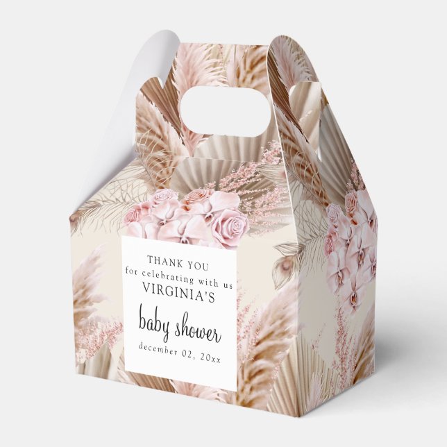 Boho pampas grass neutral Cream Arch supplies Favour Box (Front Side)