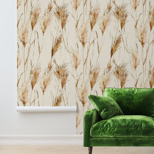 Boho Pampas Grass Neutral Wallpaper