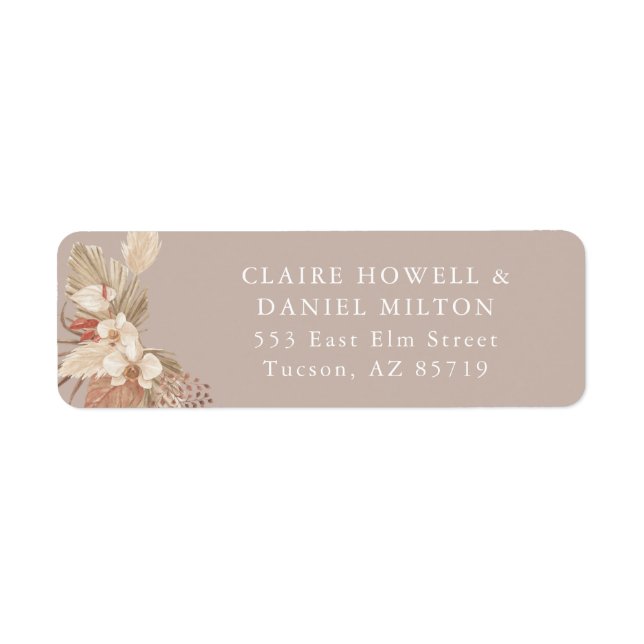 Boho Pampas Grass Neutrals Return Address (Front)