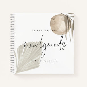 Boho Pampas Grass Newlyweds Wedding Guest Book