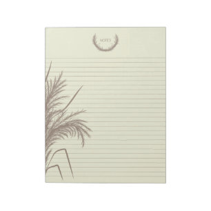 Boho Pampas Grass Notes Lined Notepad