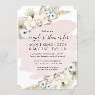 Boho Pampas Grass Orchid Floral Couples Shower Invitation