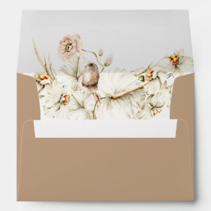 Boho Pampas Grass Orchid Floral Wedding 5x7 Envelope
