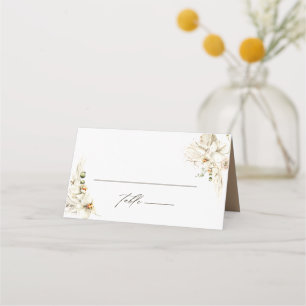 Boho Pampas Grass Orchid Floral Wedding Place Card