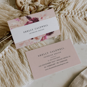 Boho Pampas Grass   Peach Business Card