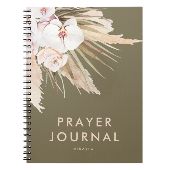 Boho Pampas Grass Personalised Prayer Journal (Front)