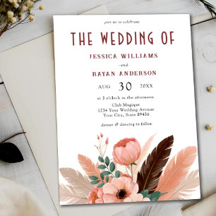 Boho Pampas Grass Photo Shoot Wedding Invitation