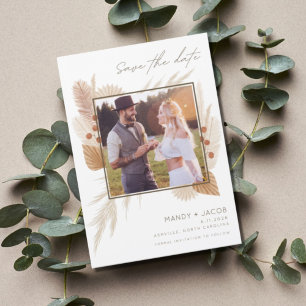 Boho Pampas Grass Photo Wedding Save The Date