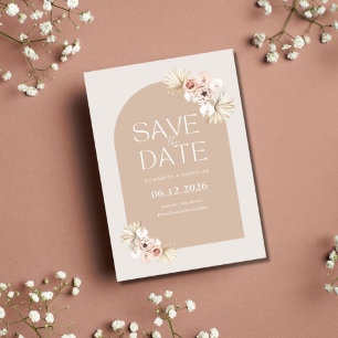 Boho Pampas Grass Photo Wedding Save The Date
