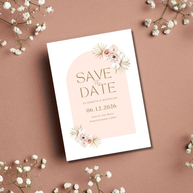 Boho Pampas Grass Photo Wedding Save The Date (Creator Uploaded)