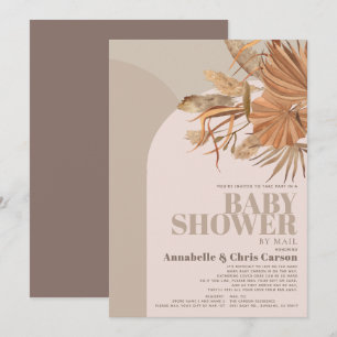 Boho Pampas Grass Pink Baby Shower by Mail Invitation
