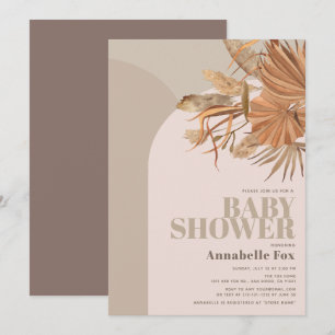 Boho Pampas Grass Pink Baby Shower Invitation