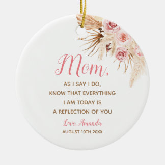 Boho pampas grass Pink Floral Mother of the Bride Ceramic Tree Decoration