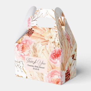 Boho Pampas Grass Pink Flower Baby Girl Shower Fav Favour Box