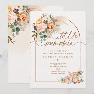 Boho Pampas Grass Pumpkin Baby Shower Terracotta Invitation