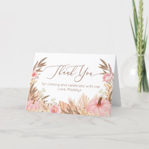 Boho Pampas Grass Pumpkin thank you card