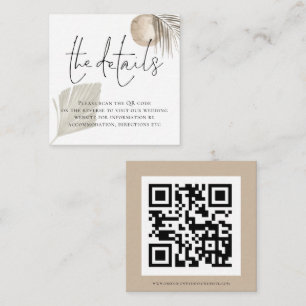 Boho Pampas Grass QR Code Wedding Details Enclosure Card