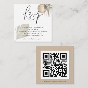 Boho Pampas Grass QR Code Wedding RSVP Enclosure Card