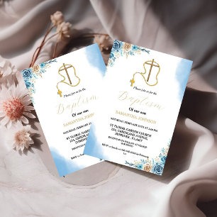 Boho Pampas Grass Rainbow Girl BAptism Christening Invitation