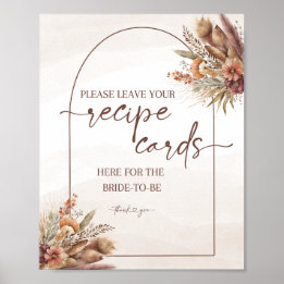 Boho Pampas Grass Recipe Cards Sign