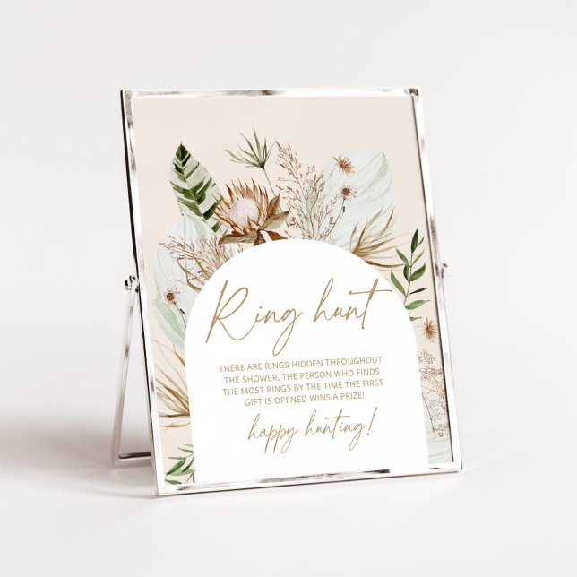 Boho pampas grass ring hunt bridal shower game poster (Creator Uploaded)