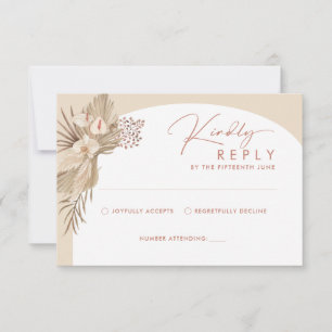 Boho Pampas Grass RSVP Reply Card