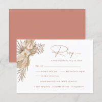 Boho Pampas Grass RSVP Reply Card