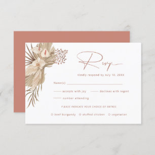 Boho Pampas Grass RSVP Reply Card