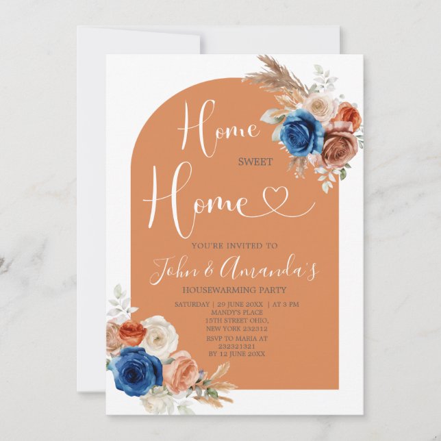 Boho Pampas Grass Rustic Floral Housewarming Party Invitation (Front)