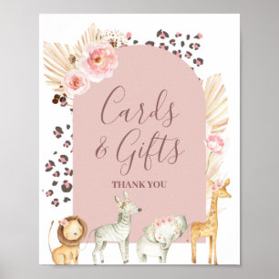 Boho Pampas Grass Safari Animals Cards & Gifts Pos Poster