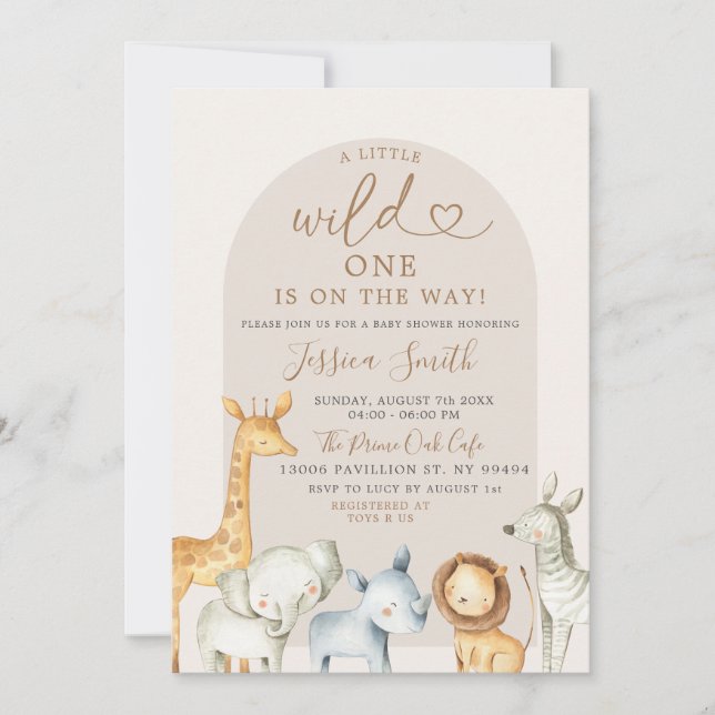 Boho Pampas Grass Safari Wild One Baby Shower Invi Invitation (Front)