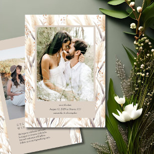 Boho Pampas Grass Save the Date Announcement