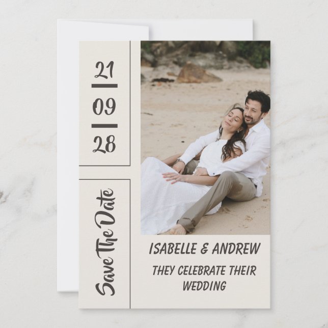 Boho Pampas Grass Save the Date Card (Front)