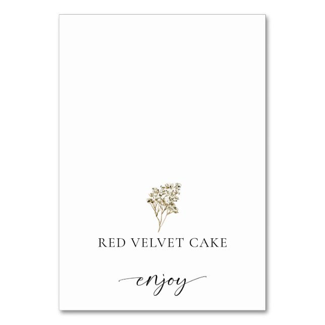 Boho Pampas Grass Tented Food Label Wedding Buffet Table Number (Front)