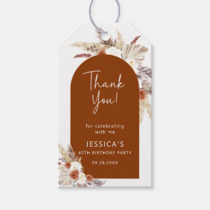 Boho Pampas Grass Terracotta Birthday Thank You Gift Tags
